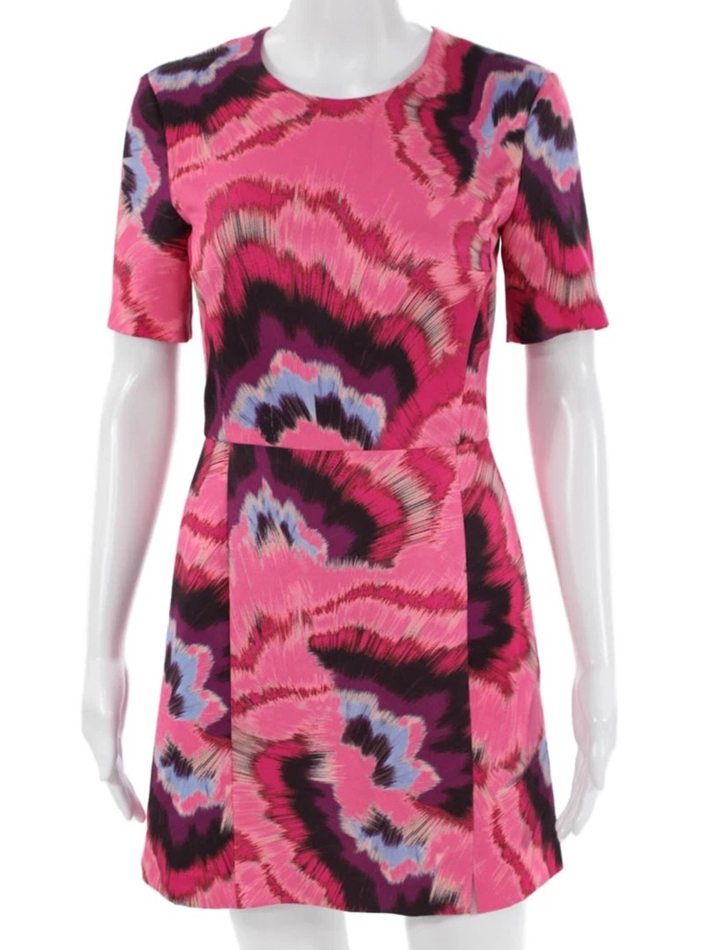French Connection Pink Dress with Blue and Purple Brushstroke Print